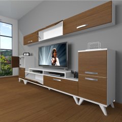 Decoraktiv Ekoflex 9 Slm Retro Tv Ünitesi Tv Sehpası Beyaz - Ceviz