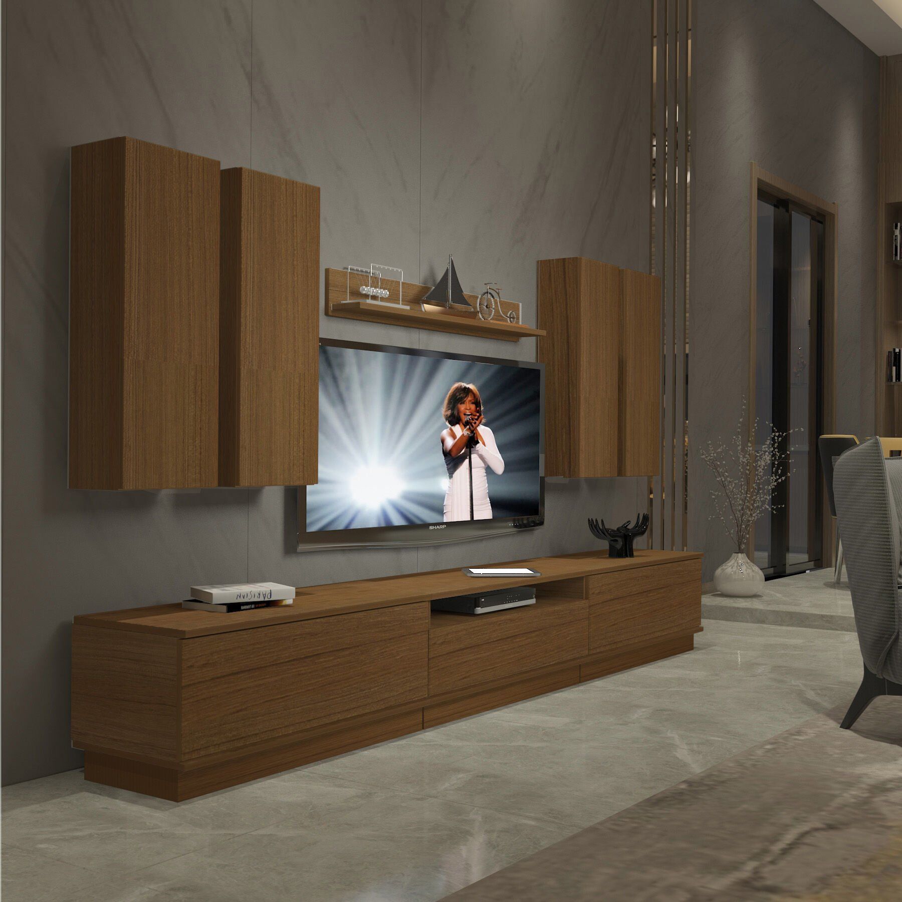 Decoraktiv Trendstyle 8DS Slm Tv Ünitesi Tv Sehpası Ceviz