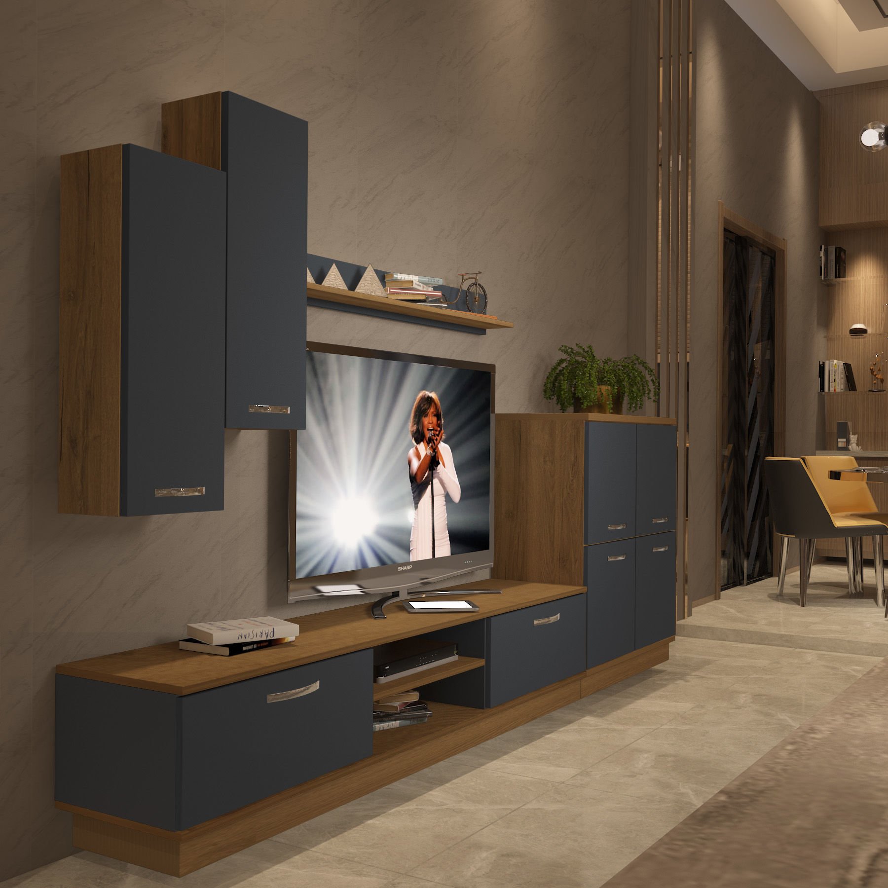 Decoraktiv Eko 6B Mdf Dvd Tv Ünitesi Tv Sehpası Pera - Antrasit