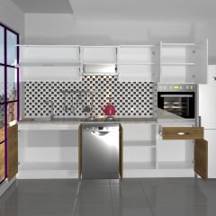 Decoraktiv Elite 280Y Ankastre Boy Dolaplı MDF Hazır Mutfak Dolabı Pera - Beyaz