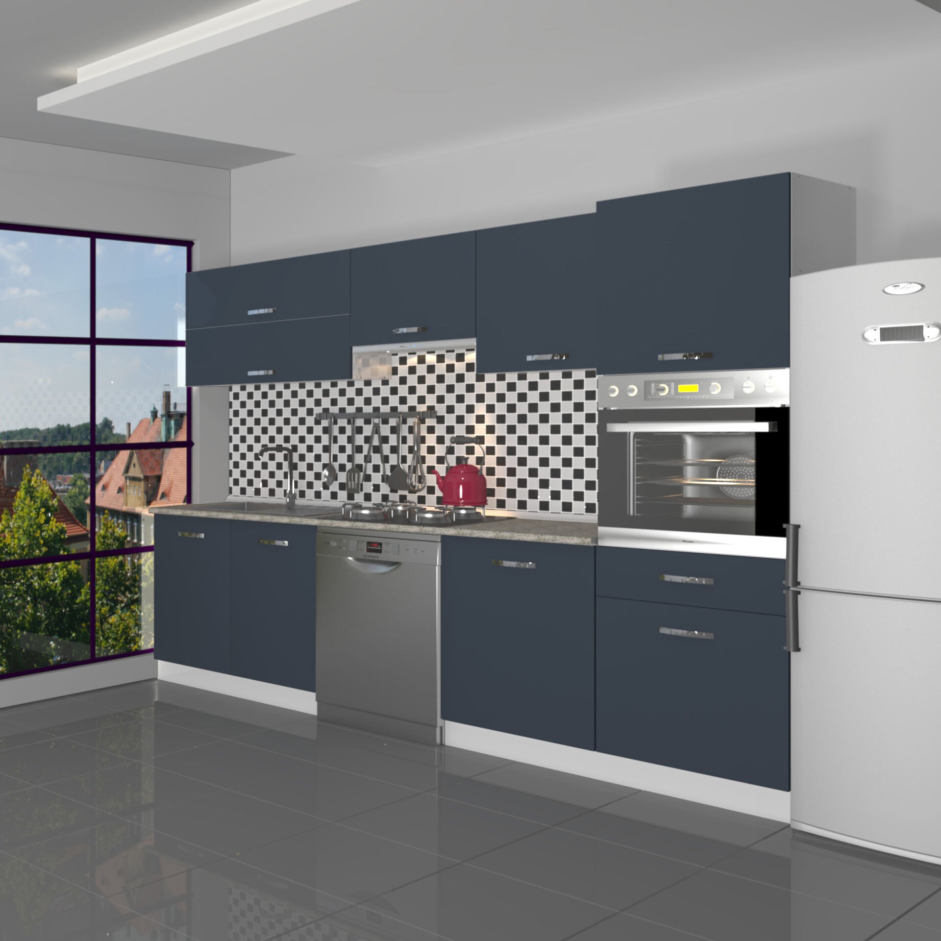 Decoraktiv Elite 280Y Ankastre Boy Dolaplı MDF Hazır Mutfak Dolabı Antrasit