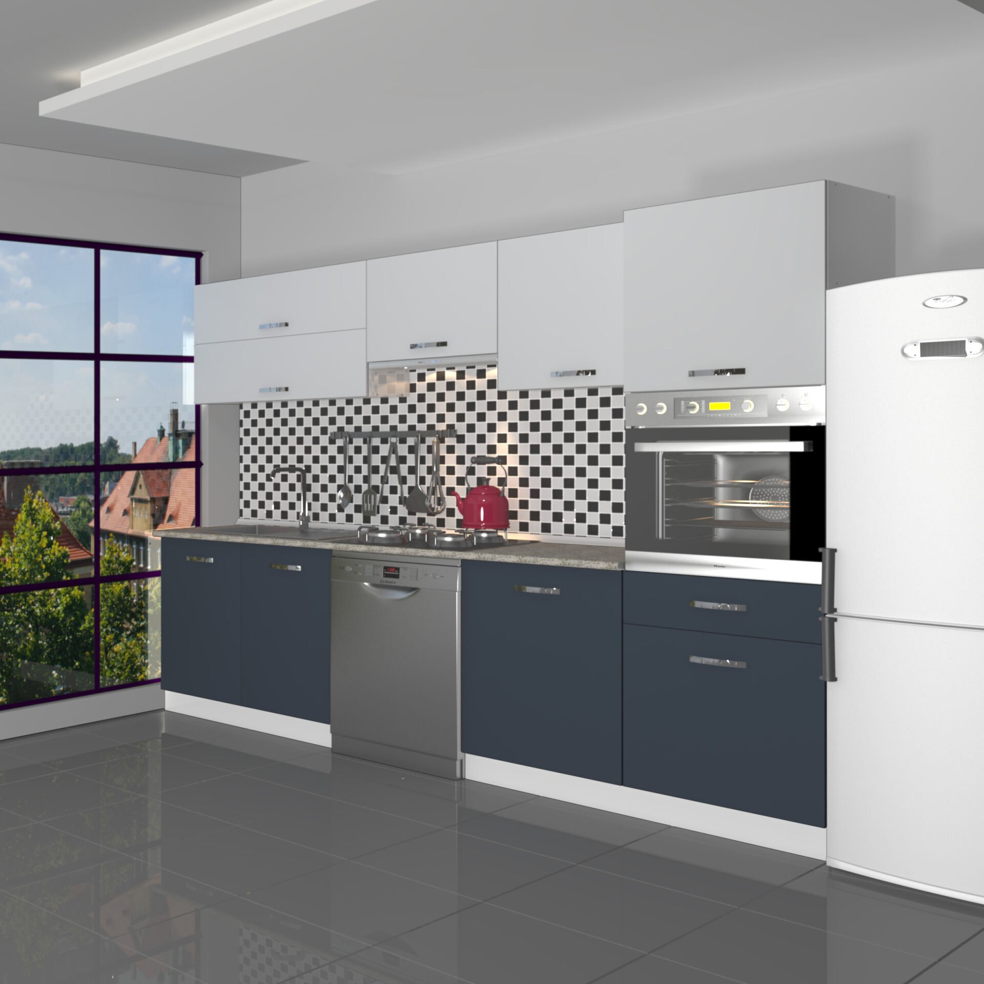 Decoraktiv Elite 280Y Ankastre Boy Dolaplı MDF Hazır Mutfak Dolabı Antrasit - Buz Gri