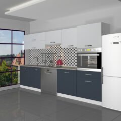 Decoraktiv Elite 280Y Ankastre Boy Dolaplı MDF Hazır Mutfak Dolabı Antrasit - Buz Gri