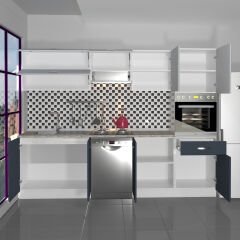 Decoraktiv Elite 280Y Ankastre Boy Dolaplı MDF Hazır Mutfak Dolabı Antrasit - Buz Gri