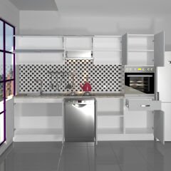 Decoraktiv Elite 280Y Ankastre Boy Dolaplı MDF Hazır Mutfak Dolabı Buz Gri