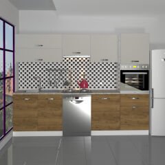 Decoraktiv Elite 280Y Ankastre Boy Dolaplı MDF Hazır Mutfak Dolabı Pera - Kumtaşı