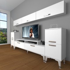Decoraktiv Ekoflex 9 Slm Silver Tv Ünitesi Tv Sehpası Parlak Beyaz