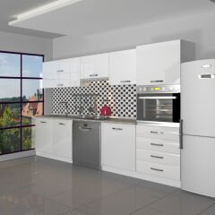 Decoraktiv Elite 280YQ Ankastre Boy Dolaplı MDF Hazır Mutfak Dolabı Parlak Beyaz