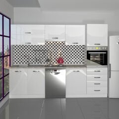 Decoraktiv Elite 280YQ Ankastre Boy Dolaplı MDF Hazır Mutfak Dolabı Parlak Beyaz