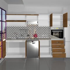 Decoraktiv Elite 280YQ Ankastre Boy Dolaplı MDF Hazır Mutfak Dolabı Ceviz
