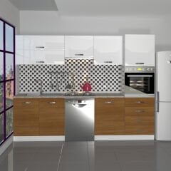 Decoraktiv Elite 280YQ Ankastre Boy Dolaplı MDF Hazır Mutfak Dolabı Ceviz - Beyaz