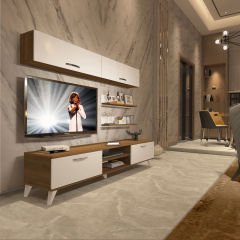 Decoraktiv Eko 5 Mdf Dvd Retro Tv Ünitesi Tv Sehpası Pera - Beyaz