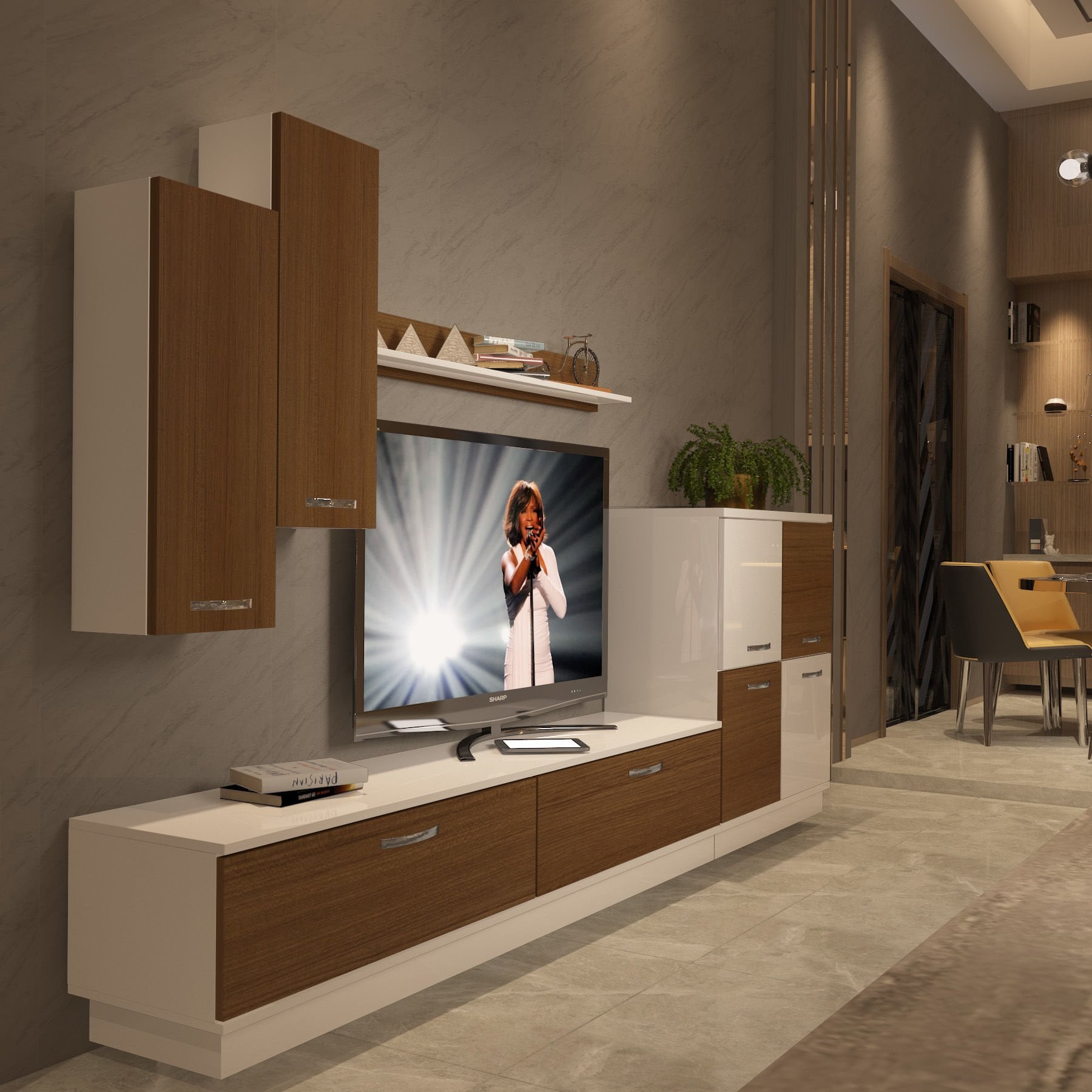 Decoraktiv Eko 6B Slm Std Tv Ünitesi Tv Sehpası Beyaz - Ceviz
