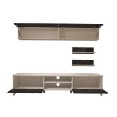Decoraktiv Eko 5 Mdf Dvd Retro Tv Ünitesi Tv Sehpası Beyaz - Siyah Mermer