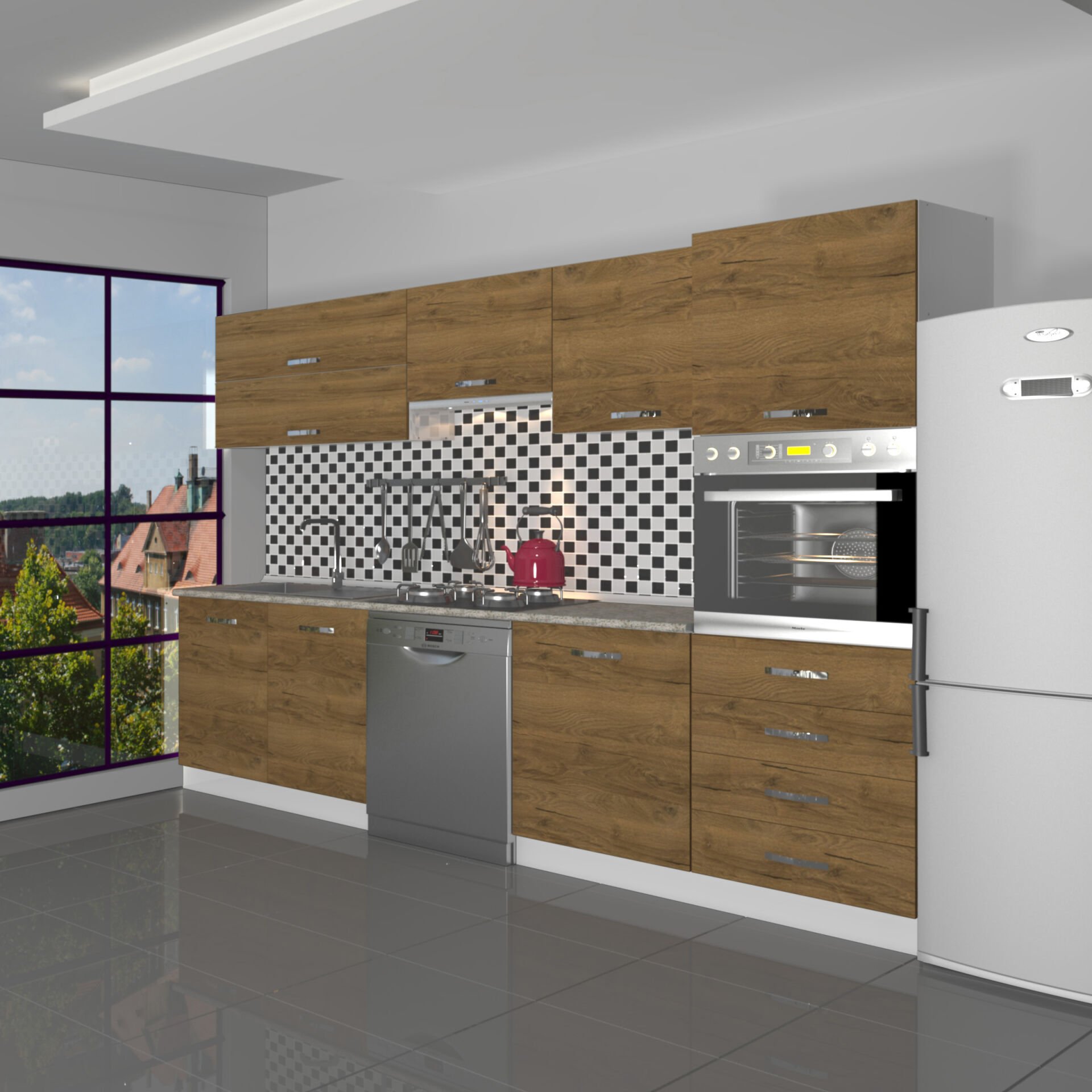 Decoraktiv Elite 280YQ Ankastre Boy Dolaplı MDF Hazır Mutfak Dolabı Pera