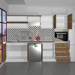 Decoraktiv Elite 280YQ Ankastre Boy Dolaplı MDF Hazır Mutfak Dolabı Pera