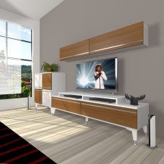 Decoraktiv Ekoflex 6Y Mdf Silver Tv Ünitesi Tv Sehpası Beyaz - Ceviz