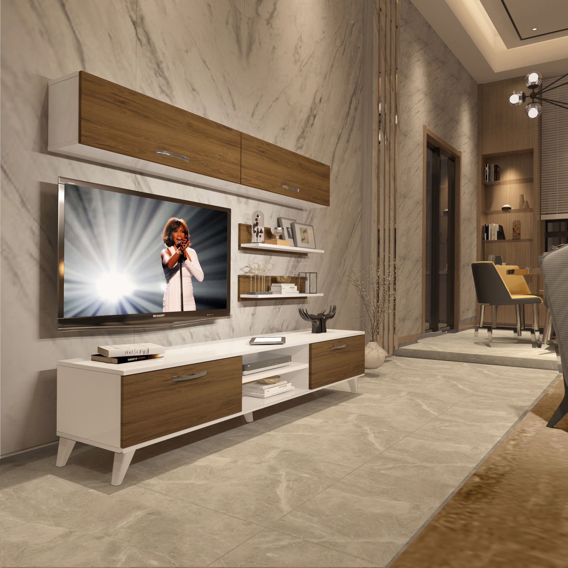 Decoraktiv Eko 5 Mdf Dvd Retro Tv Ünitesi Tv Sehpası Beyaz - Pera