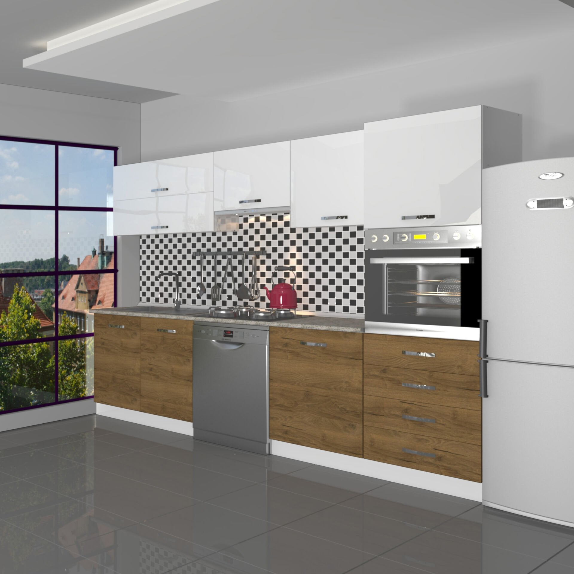 Decoraktiv Elite 280YQ Ankastre Boy Dolaplı MDF Hazır Mutfak Dolabı Pera - Beyaz