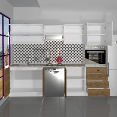 Decoraktiv Elite 280YQ Ankastre Boy Dolaplı MDF Hazır Mutfak Dolabı Pera - Beyaz