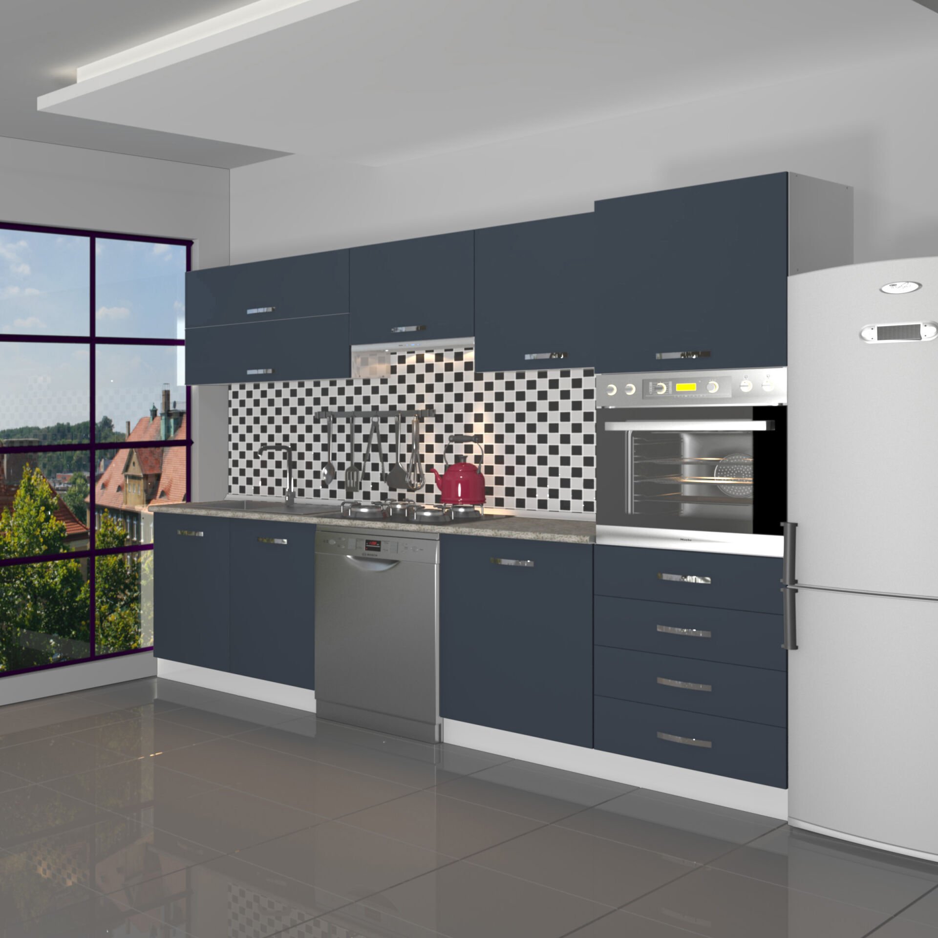 Decoraktiv Elite 280YQ Ankastre Boy Dolaplı MDF Hazır Mutfak Dolabı Antrasit