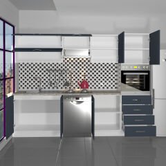 Decoraktiv Elite 280YQ Ankastre Boy Dolaplı MDF Hazır Mutfak Dolabı Antrasit
