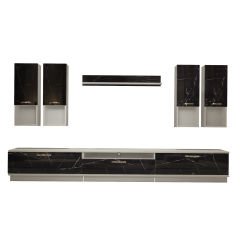 Decoraktiv Trendstyle 8DA Mdf Tv Ünitesi Tv Sehpası Beyaz - Siyah Mermer