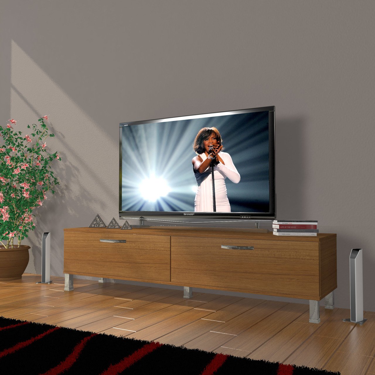 Decoraktiv Eko 140 Slm Std Krom Ayaklı Tv Ünitesi Tv Sehpası