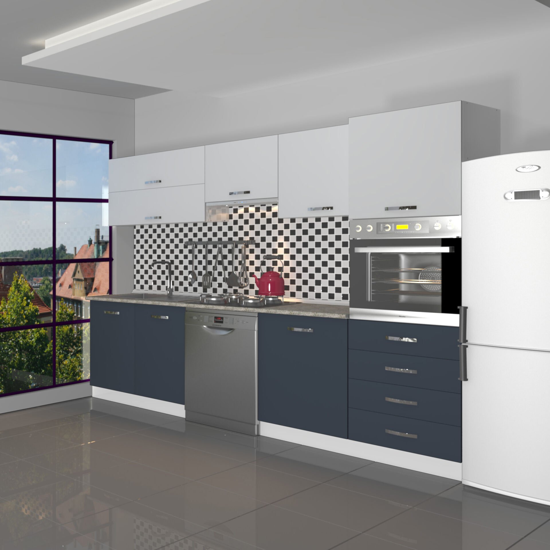 Decoraktiv Elite 280YQ Ankastre Boy Dolaplı MDF Hazır Mutfak Dolabı Antrasit - Buz Gri