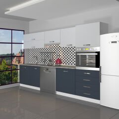 Decoraktiv Elite 280YQ Ankastre Boy Dolaplı MDF Hazır Mutfak Dolabı Antrasit - Buz Gri