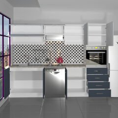 Decoraktiv Elite 280YQ Ankastre Boy Dolaplı MDF Hazır Mutfak Dolabı Antrasit - Buz Gri