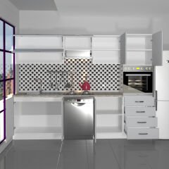 Decoraktiv Elite 280YQ Ankastre Boy Dolaplı MDF Hazır Mutfak Dolabı Buz Gri