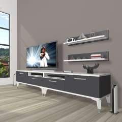 Decoraktiv Eko 220r Mdf Silver Tv Ünitesi Tv Sehpası Beyaz - Antrasit