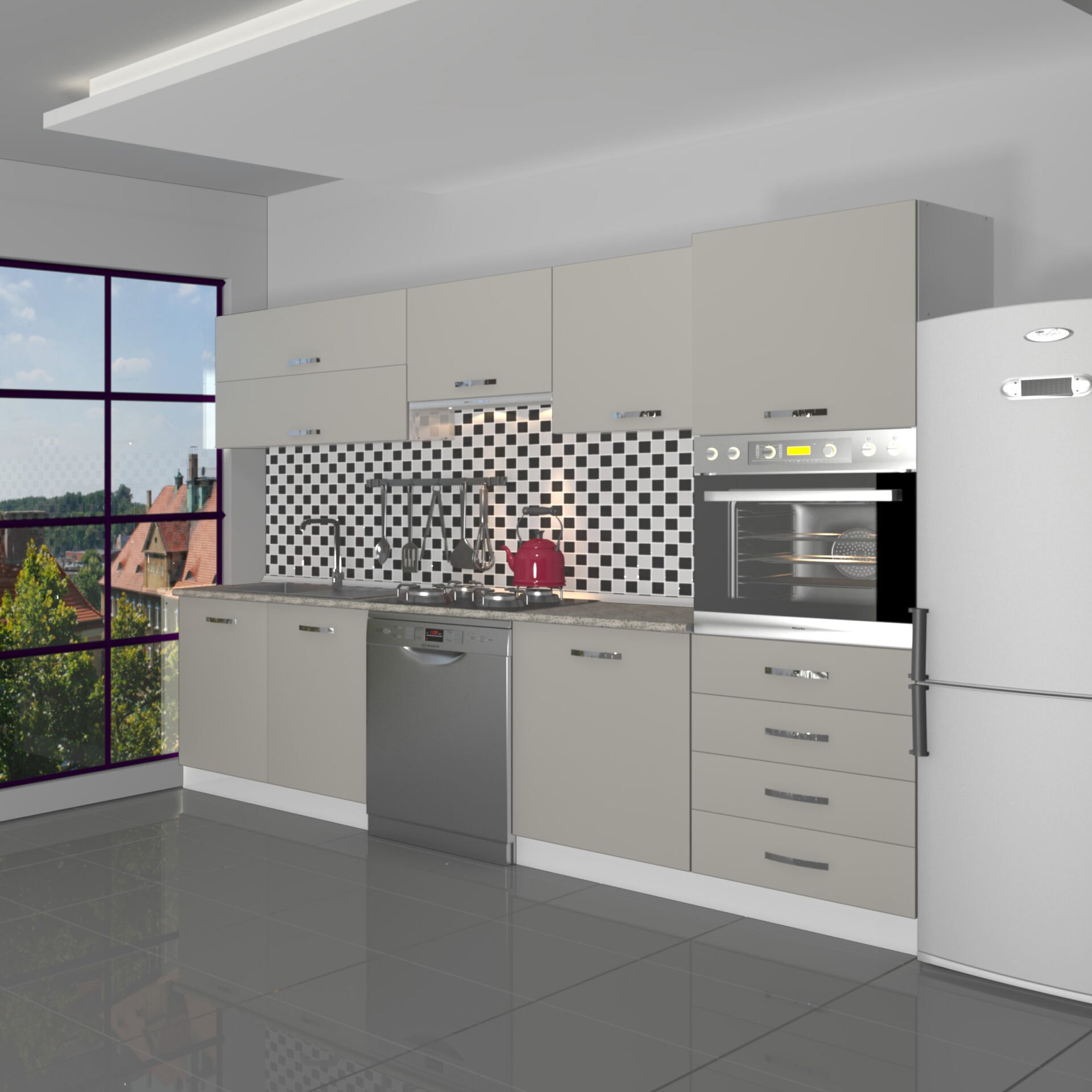 Decoraktiv Elite 280YQ Ankastre Boy Dolaplı MDF Hazır Mutfak Dolabı Kumtaşı
