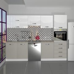 Decoraktiv Elite 280YQ Ankastre Boy Dolaplı MDF Hazır Mutfak Dolabı Kumtaşı - Beyaz