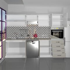 Decoraktiv Elite 280YQ Ankastre Boy Dolaplı MDF Hazır Mutfak Dolabı Kumtaşı - Beyaz