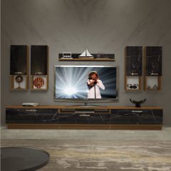 Decoraktiv Trendstyle 8DA Mdf Tv Ünitesi Tv Sehpası Ceviz - Siyah Mermer