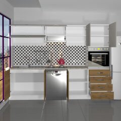 Decoraktiv Elite 280YQ Ankastre Boy Dolaplı MDF Hazır Mutfak Dolabı Pera - Kumtaşı