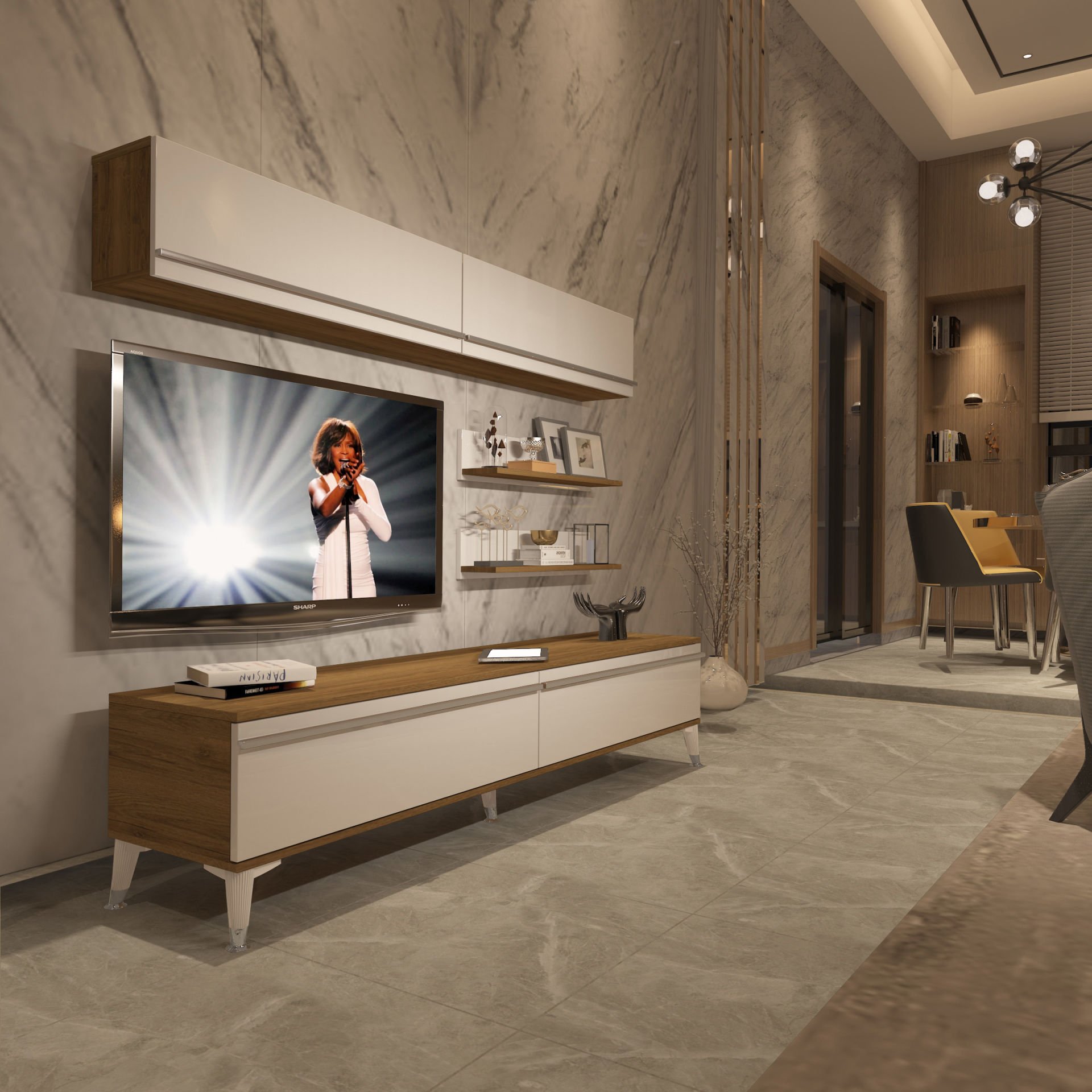 Decoraktiv Eko 5 Mdf Std Silver Tv Ünitesi Tv Sehpası Pera - Beyaz