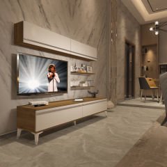 Decoraktiv Eko 5 Mdf Std Silver Tv Ünitesi Tv Sehpası Pera - Beyaz