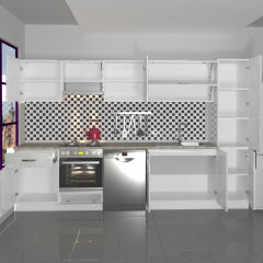 Decoraktiv Elite 325Y Ankastre Fırın Modüllü MDF Hazır Mutfak Dolabı Parlak Beyaz