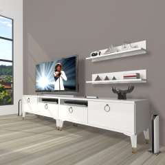 Decoraktiv Eko 220r Mdf Gold Tv Ünitesi Tv Sehpası Parlak Beyaz