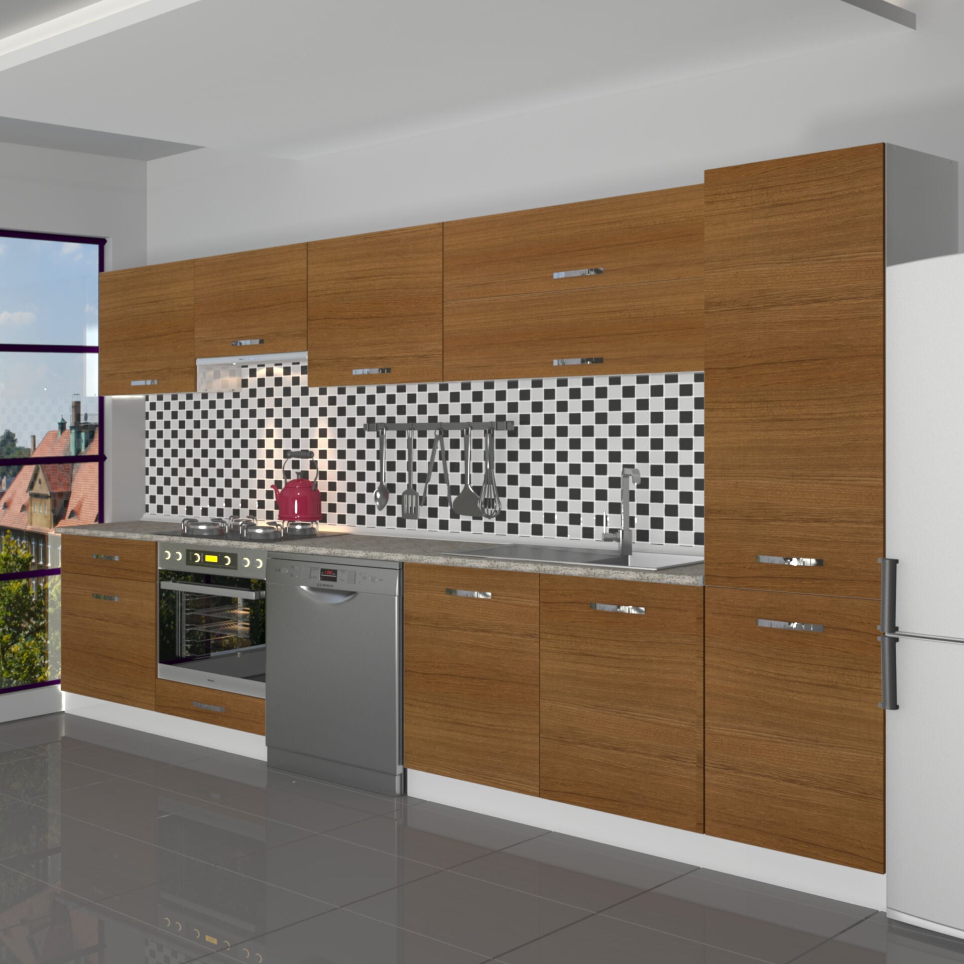 Decoraktiv Elite 325Y Ankastre Fırın Modüllü MDF Hazır Mutfak Dolabı Ceviz