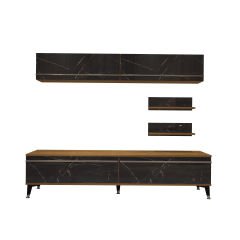 Decoraktiv Eko 5 Mdf Std Silver Tv Ünitesi Tv Sehpası Pera - Siyah Mermer
