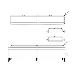 Decoraktiv Eko 5 Mdf Std Silver Tv Ünitesi Tv Sehpası Pera - Siyah Mermer