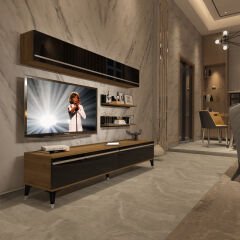 Decoraktiv Eko 5 Mdf Std Silver Tv Ünitesi Tv Sehpası Pera - Siyah