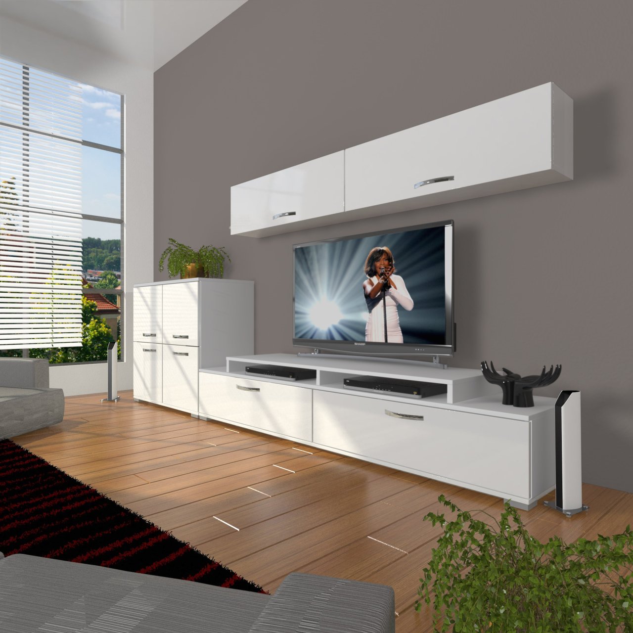 Decoraktiv Ekoflex 6Y Slm Tv Ünitesi Tv Sehpası Parlak Beyaz