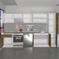 Decoraktiv Elite 325Y Ankastre Fırın Modüllü MDF Hazır Mutfak Dolabı Pera - Beyaz