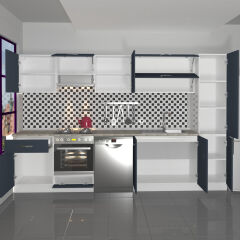 Decoraktiv Elite 325Y Ankastre Fırın Modüllü MDF Hazır Mutfak Dolabı Antrasit