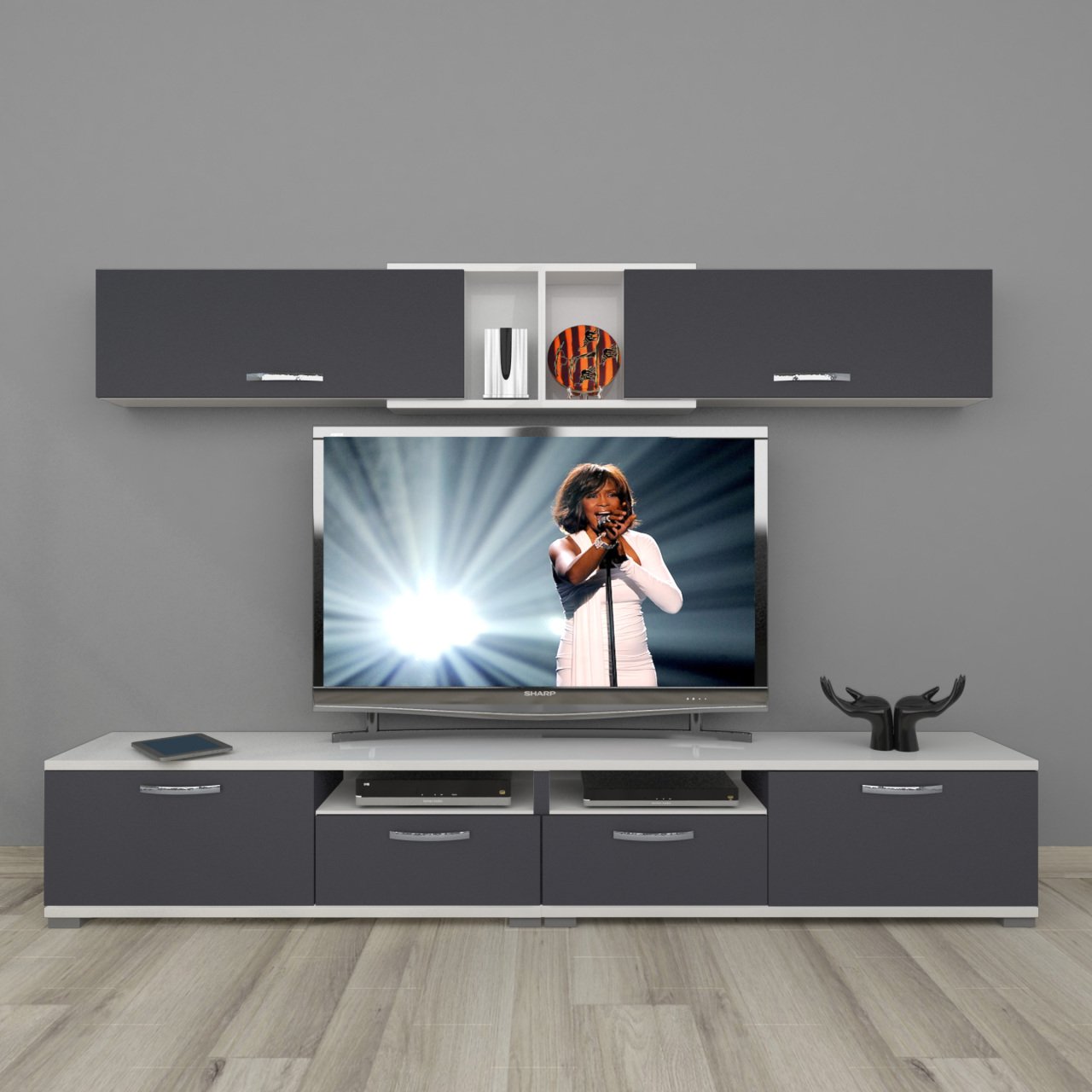 Decoraktiv Eko 5220 Mdf Tv Ünitesi Tv Sehpası Beyaz - Antrasit